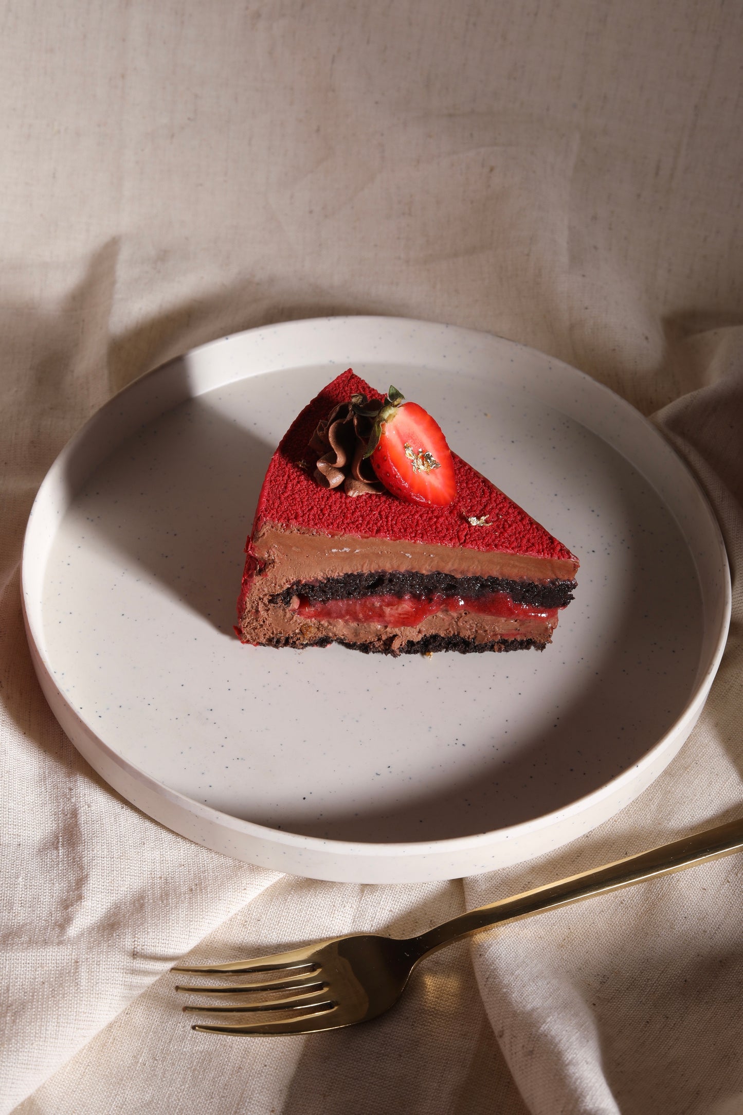 Strawberry & Chocolate Mousse Cake Slice