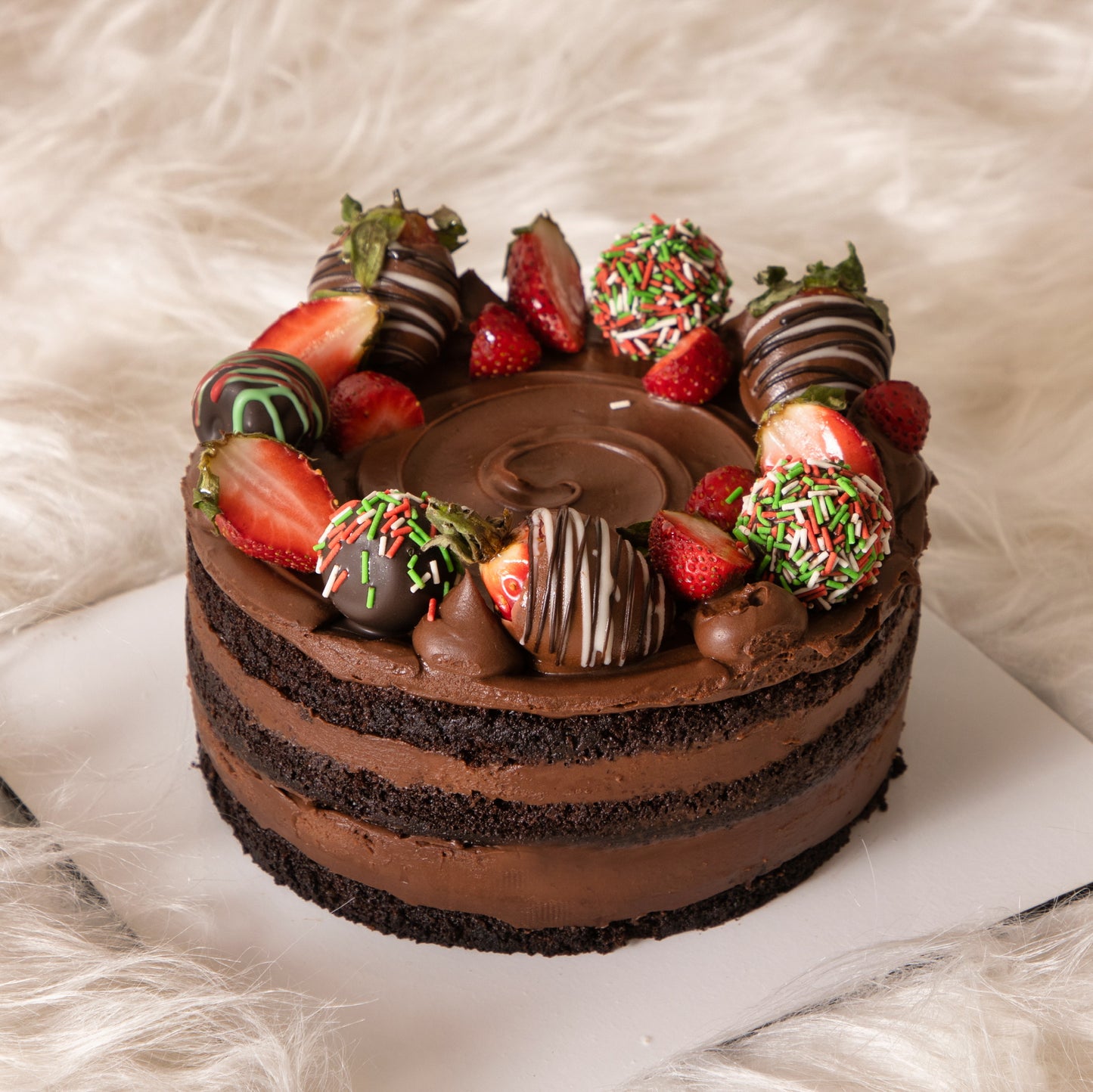 Belgian Chocolate & Strawberry Naked Cake