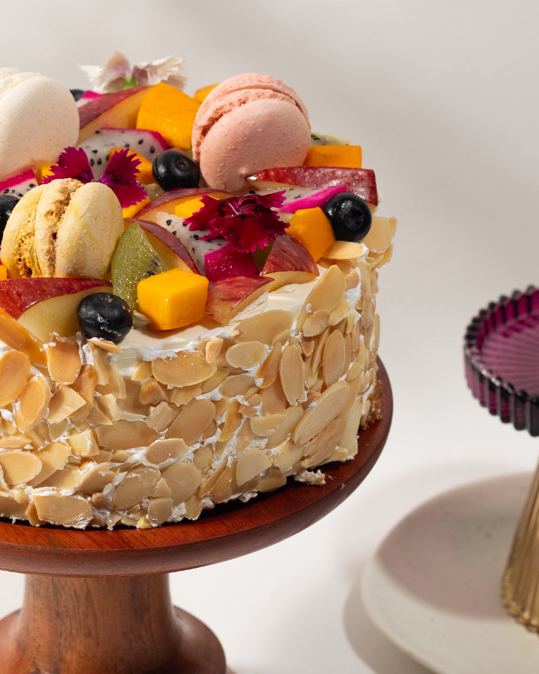 Fresh Fruit & Macaron Cake