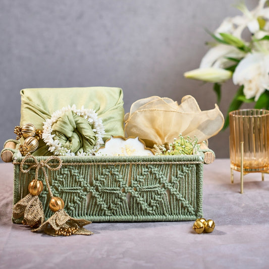 Sage Green Macrame Diwali Basket