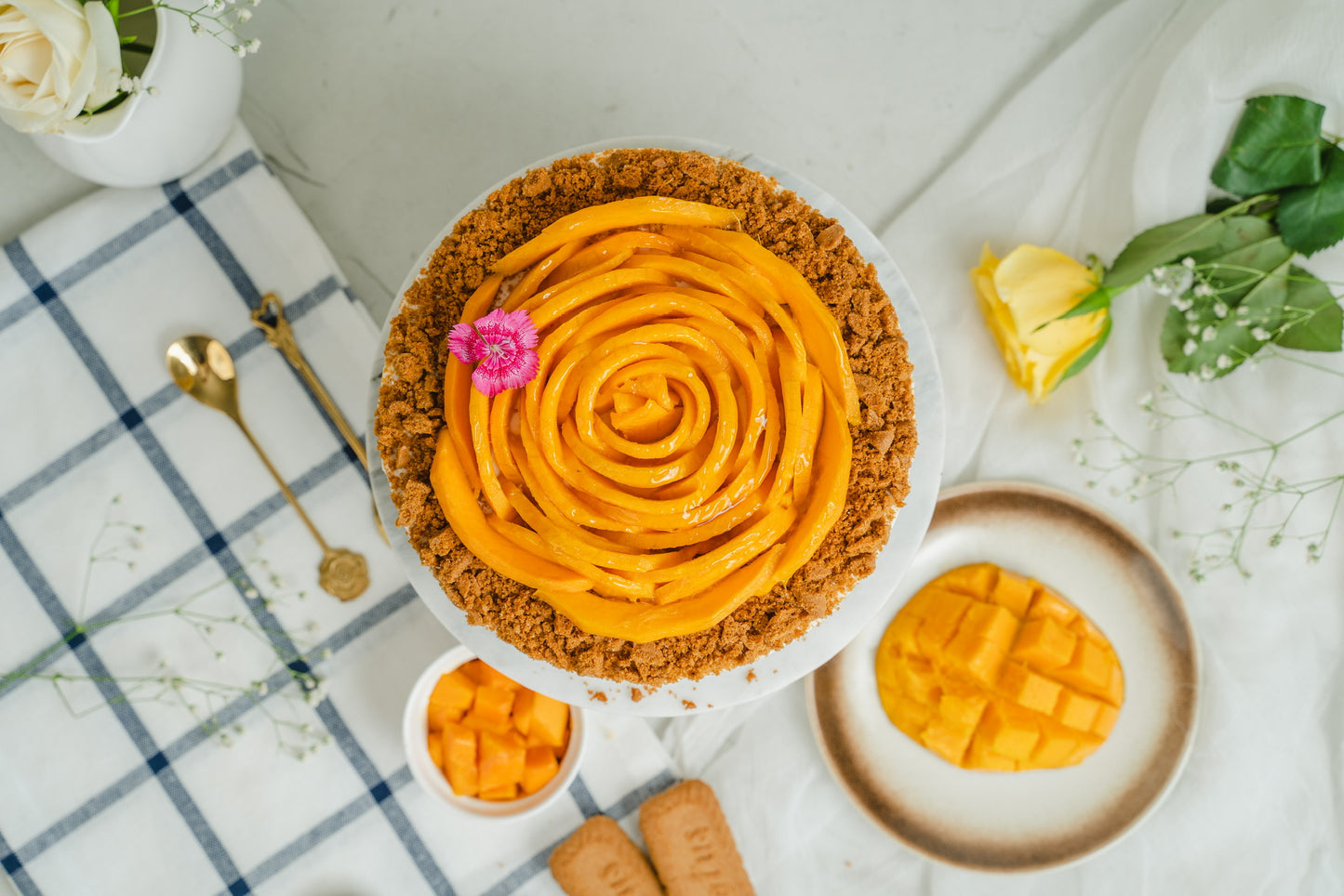 Mango & Lotus Biscoff Cheesecake