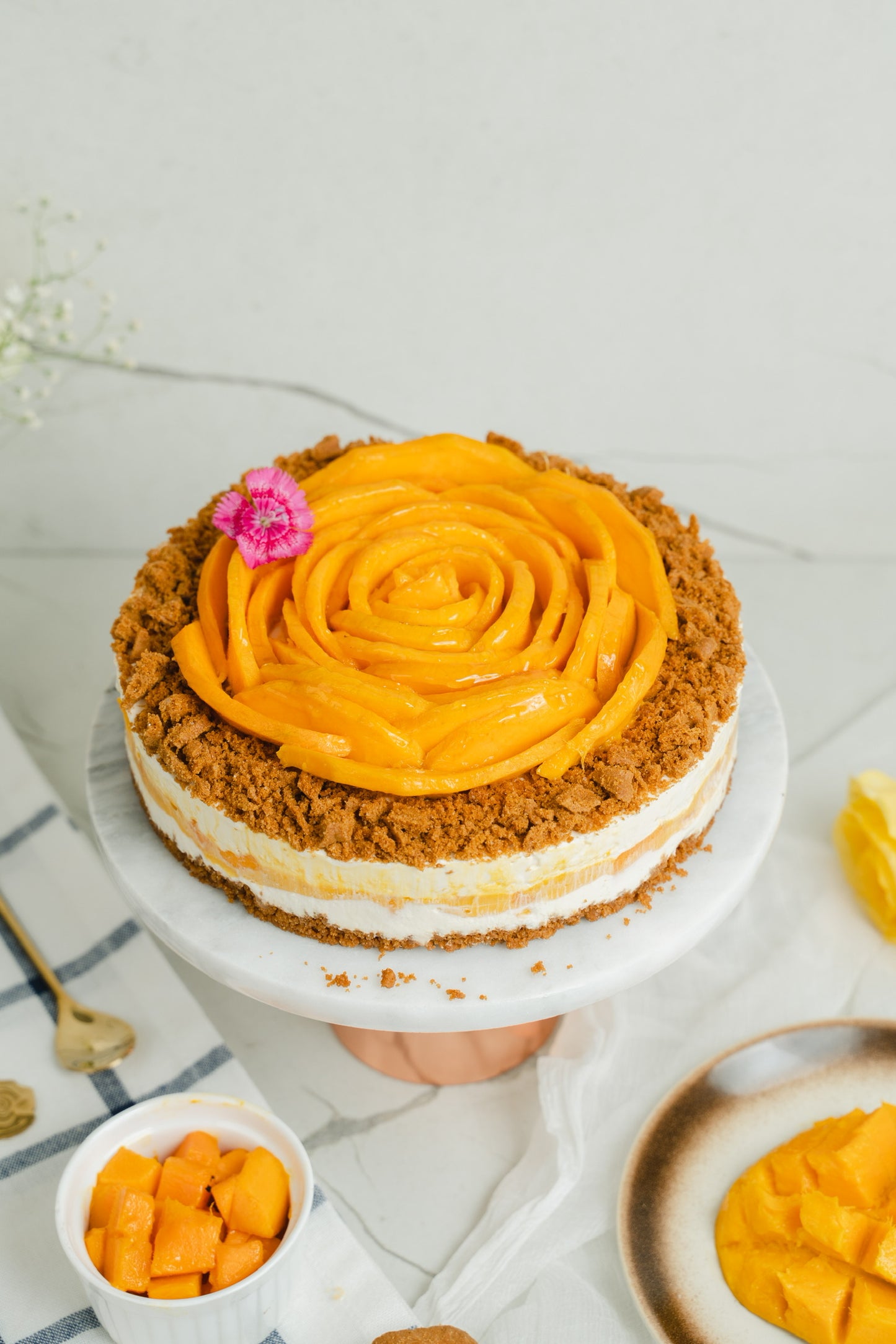 Mango & Lotus Biscoff Cheesecake