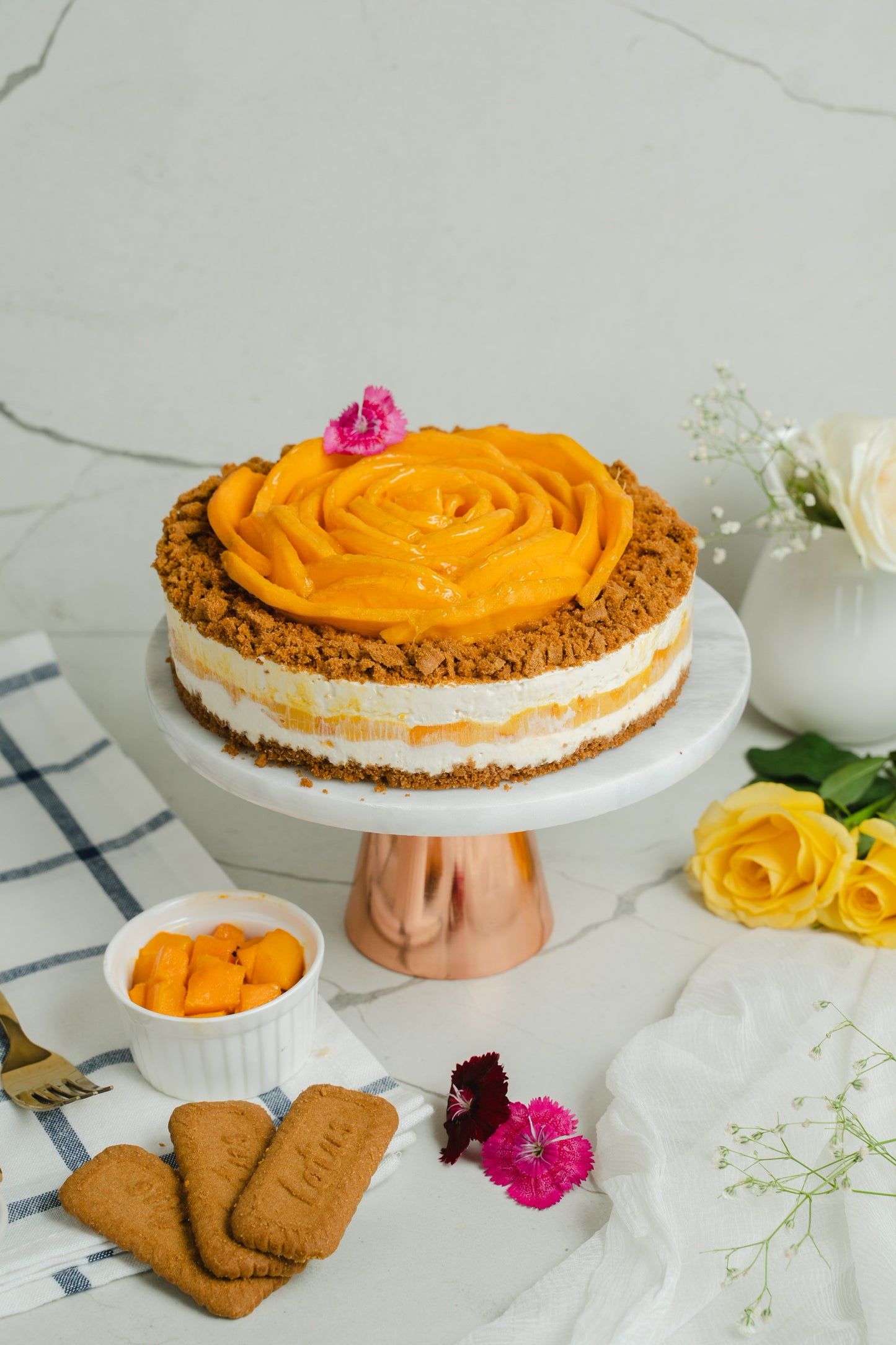 Mango & Lotus Biscoff Cheesecake