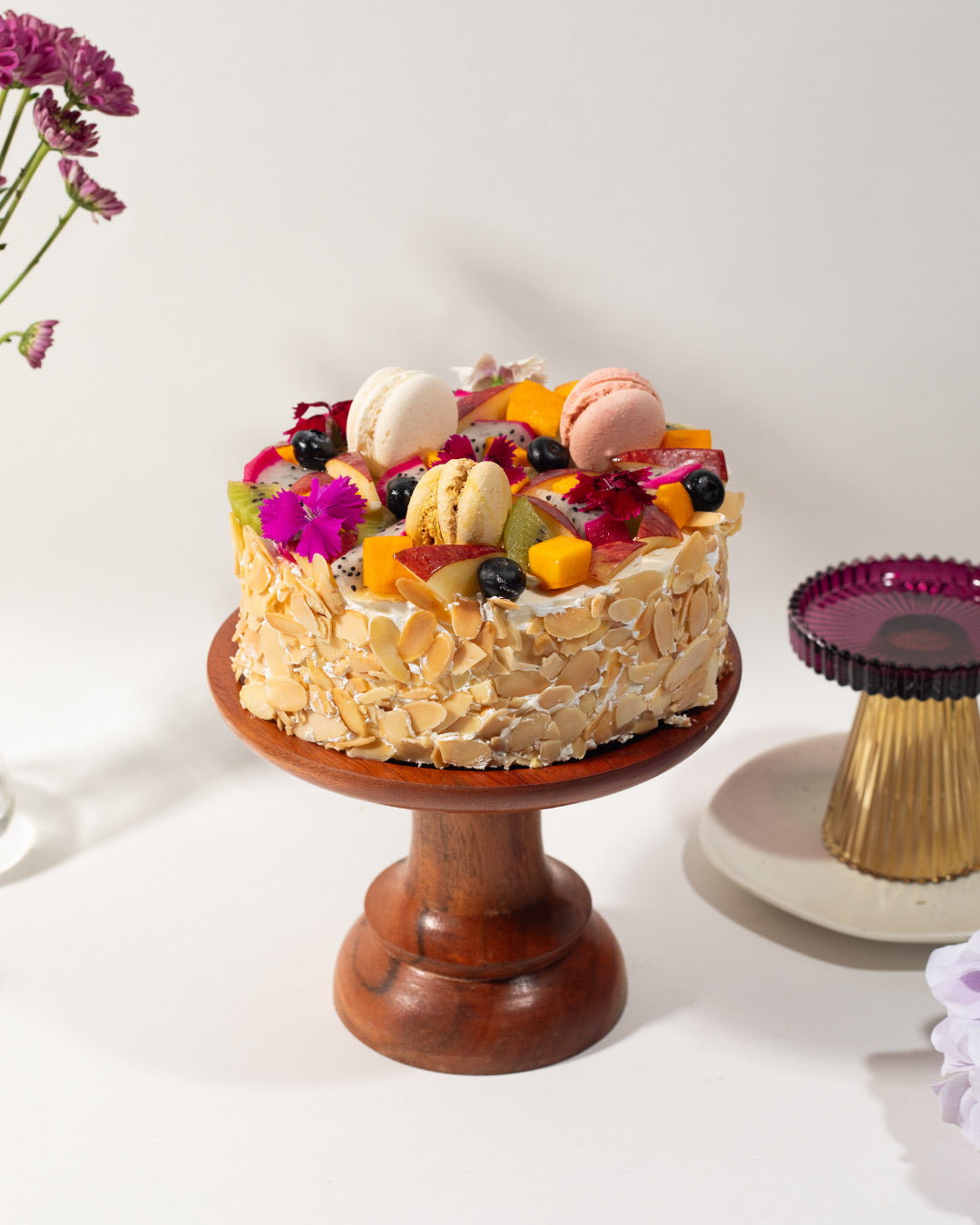 Fresh Fruit & Macaron Cake