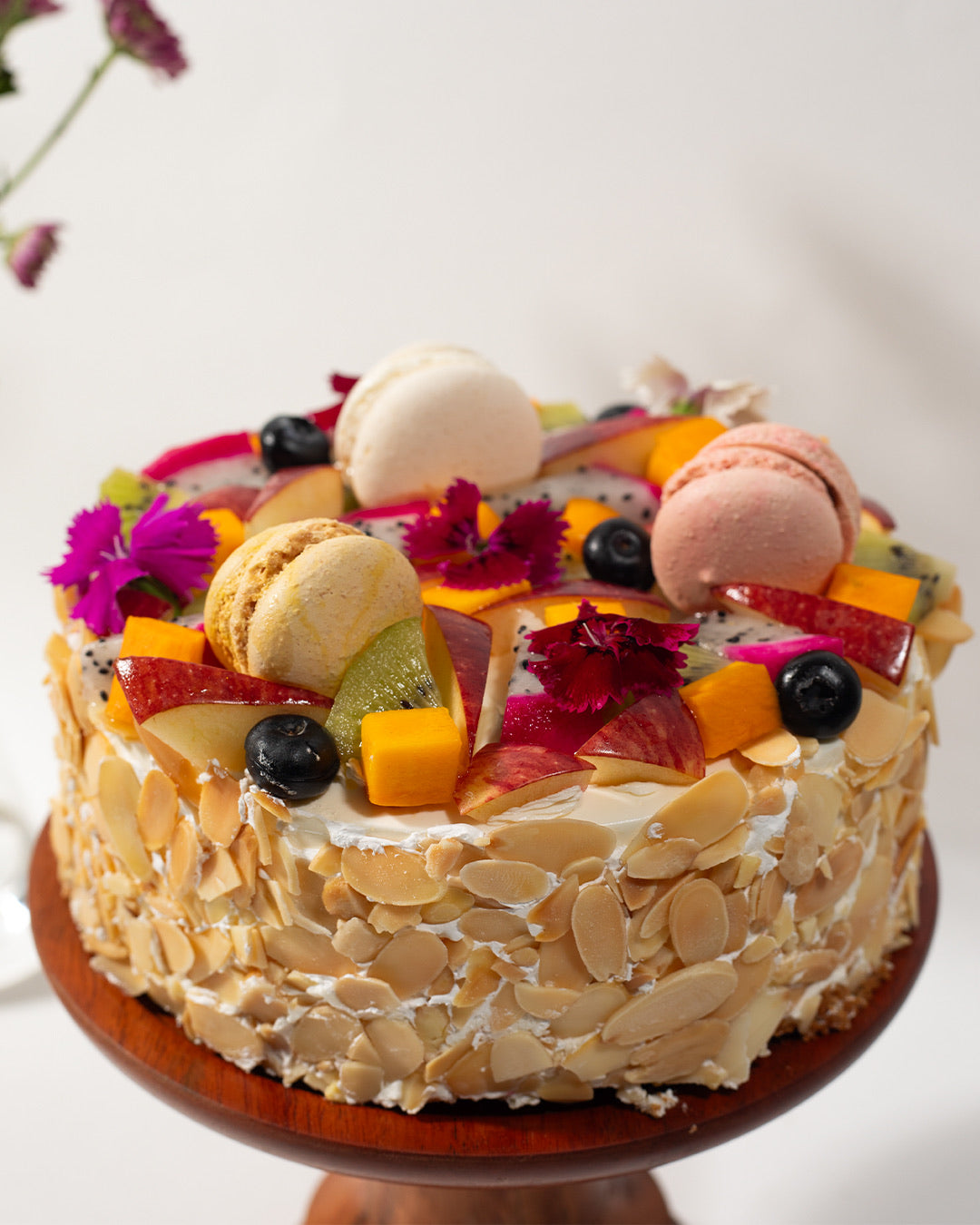 Fresh Fruit & Macaron Cake